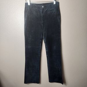 Lilly Pulitzer Black Pig Suede Leather Straight Leg Pants-Size 0